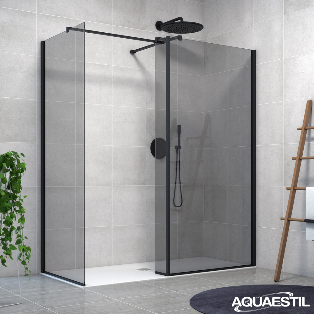 Zenith Wall +L +W / crni profili / sivo staklo