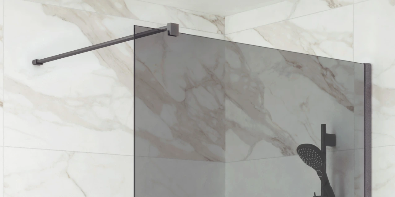 Tuš stijena EDGE Wall, brušeni gunmetal, sivo staklo