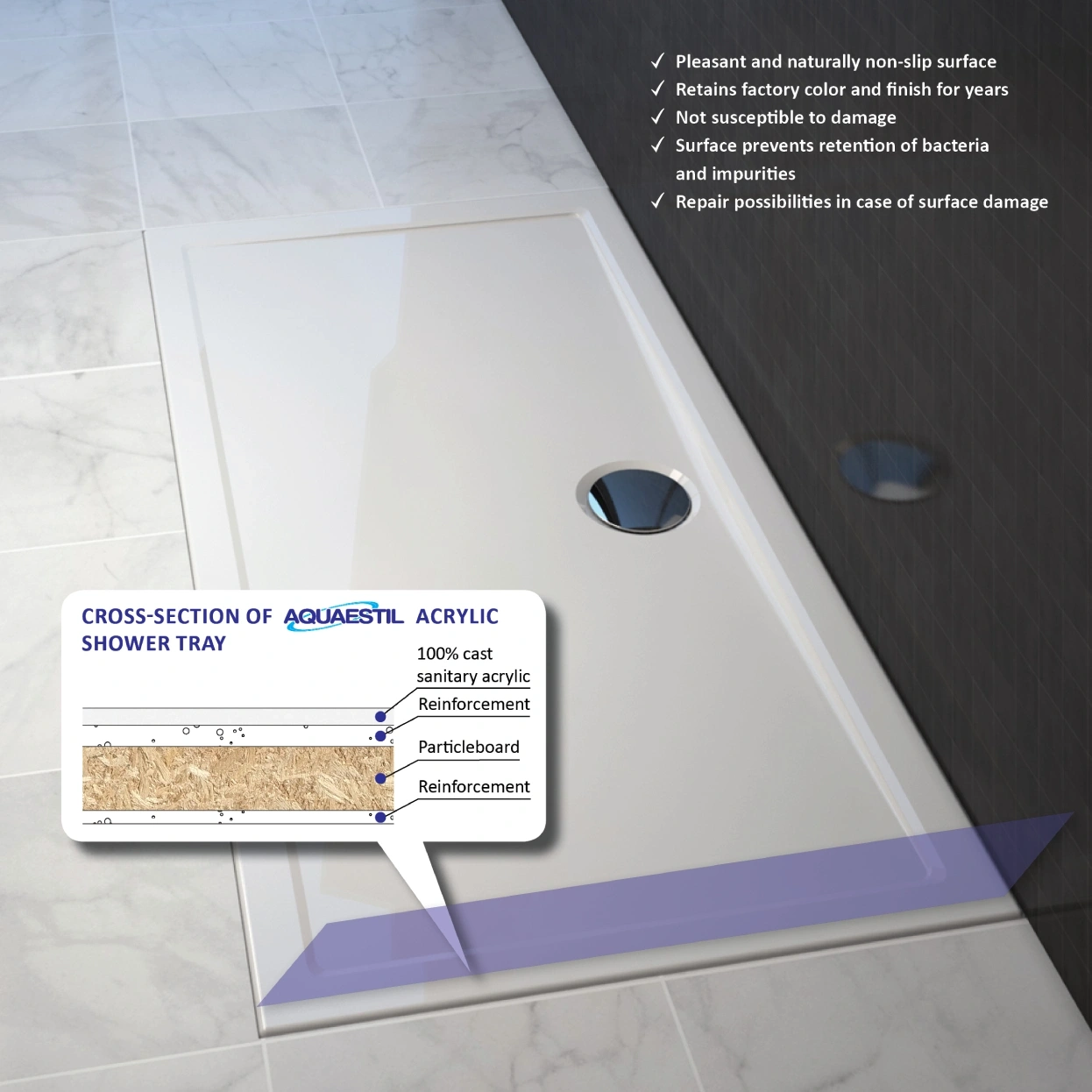 100% cast sanitary acrylic