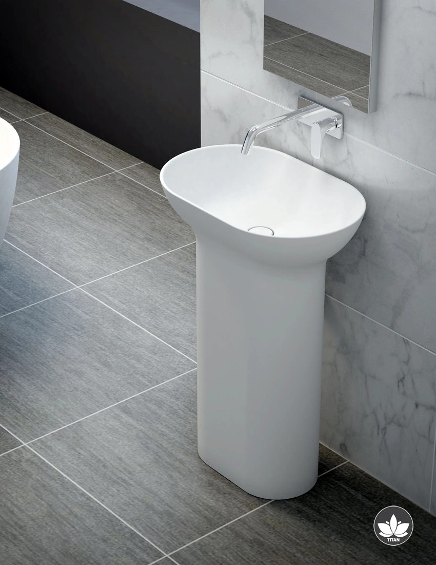 Umivaonik TITAN Long round - samostojeći / Bijela mat