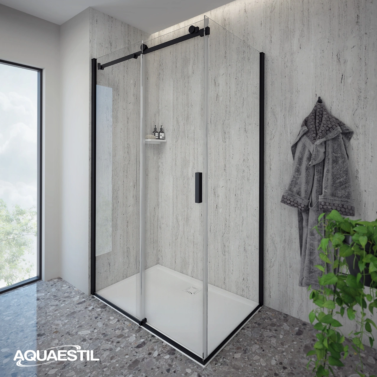 Artego D+W (left door orientation) / black profiles / clear glass