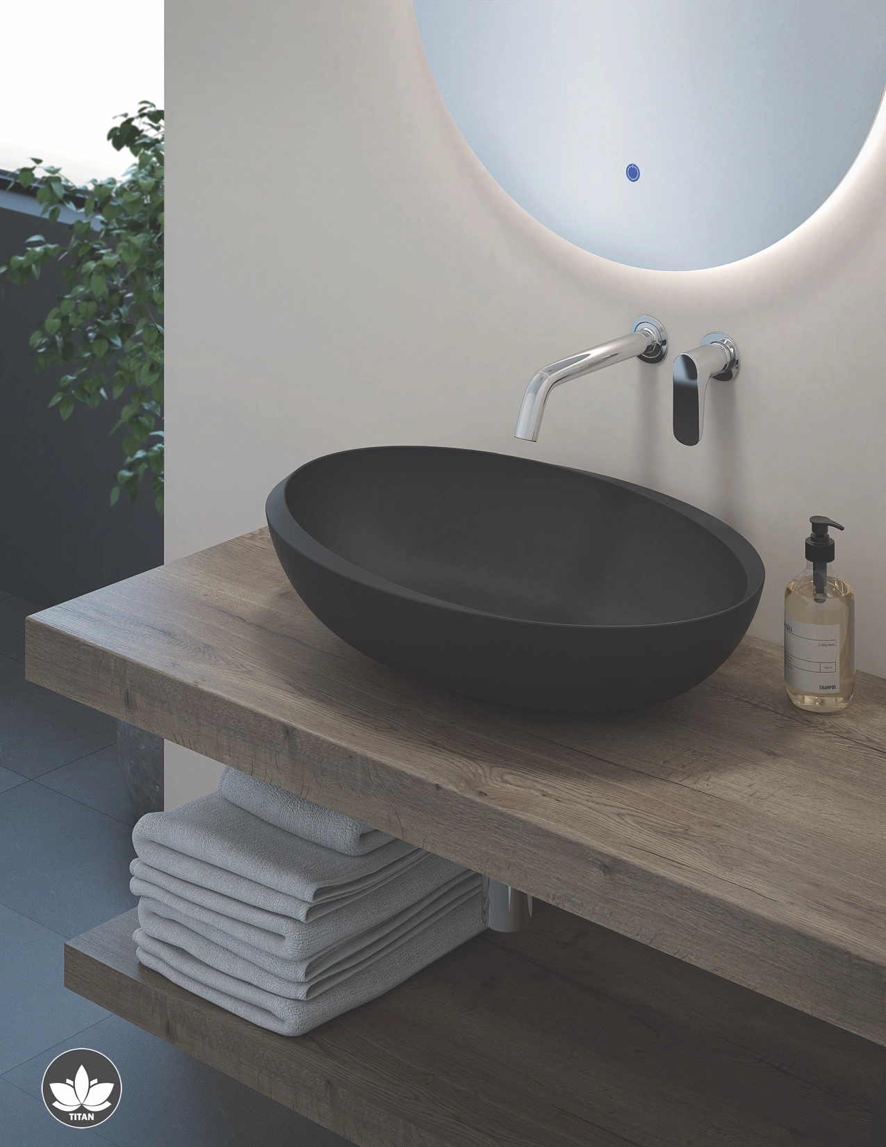 Lavabo TITAN Deus - da appoggio / Nero opaco
