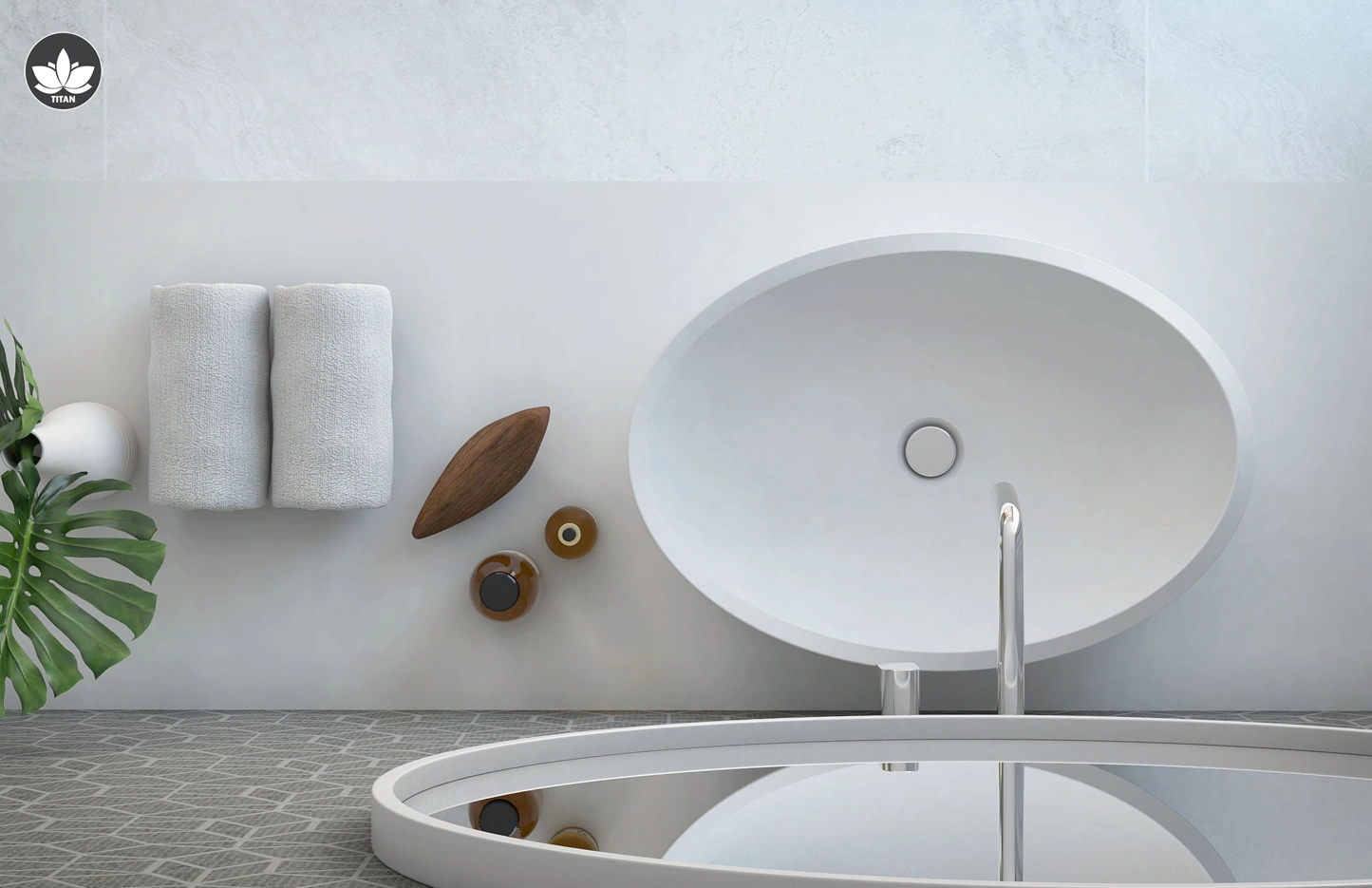 Lavabo TITAN Deus - da appoggio / Bianco opaco