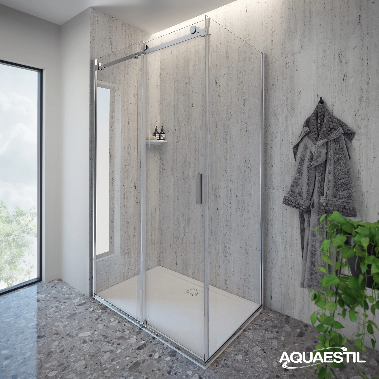 Artego D+W (left door orientation) / silver profiles / clear glass
