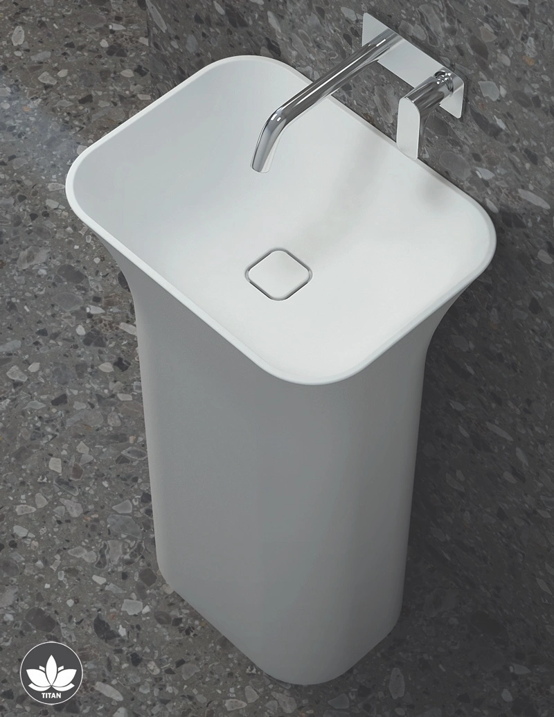 Lavabo TITAN Square - a colonna / Bianco opaco