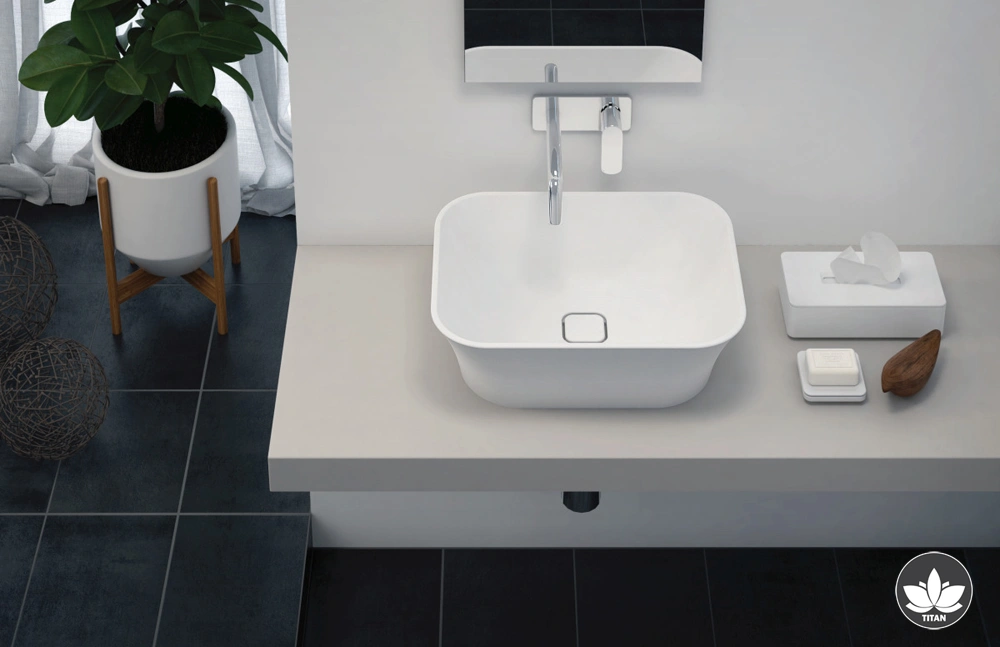 Lavabo TITAN Square - da appoggio / Bianco opaco