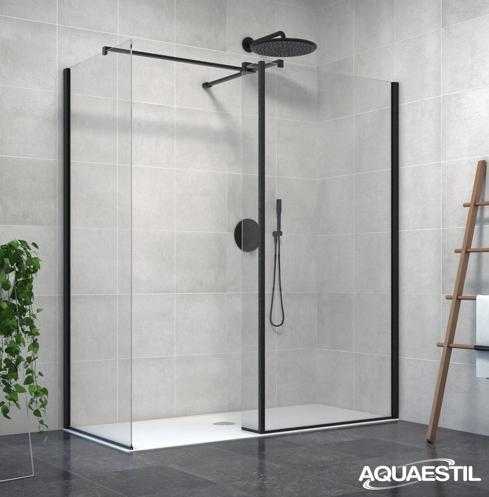 Zenith Wall +L +W / profili neri / vetro trasparente