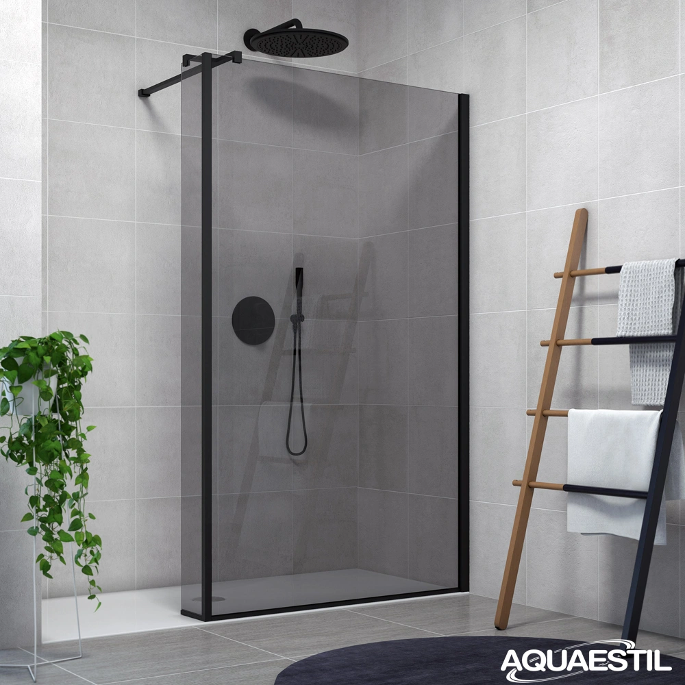 Zenith Wall +L / crni profili / sivo staklo