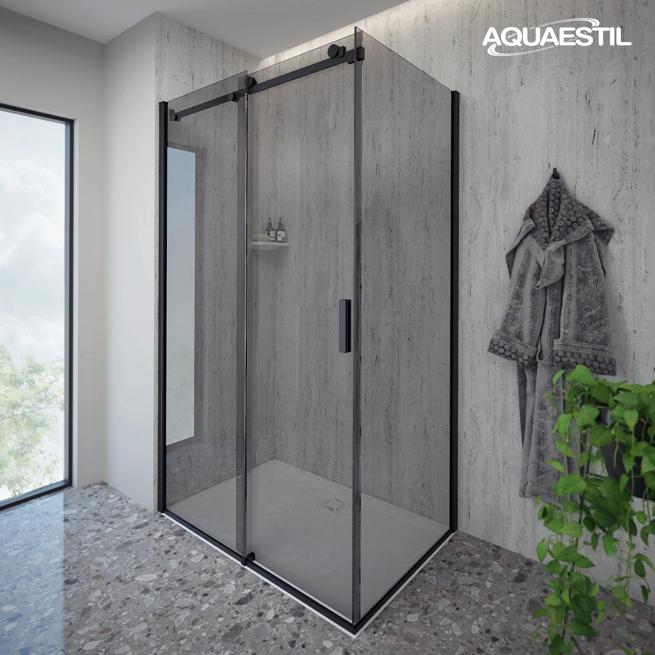 Artego D+W (left door orientation) / black profiles / gray glass