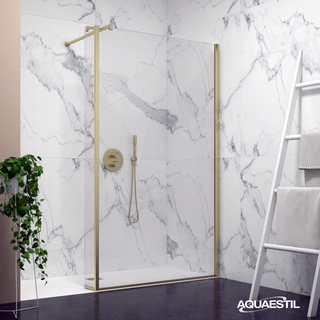 Zenith Wall +L / zlatni profili / prozirno staklo