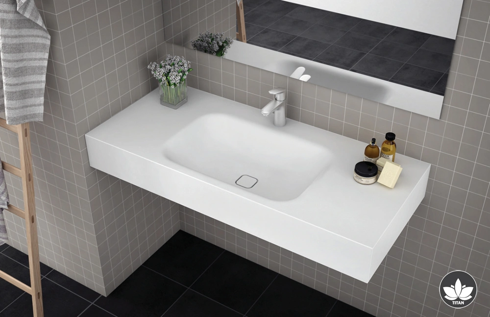 Wall-mounted TITAN washbasin, corner version