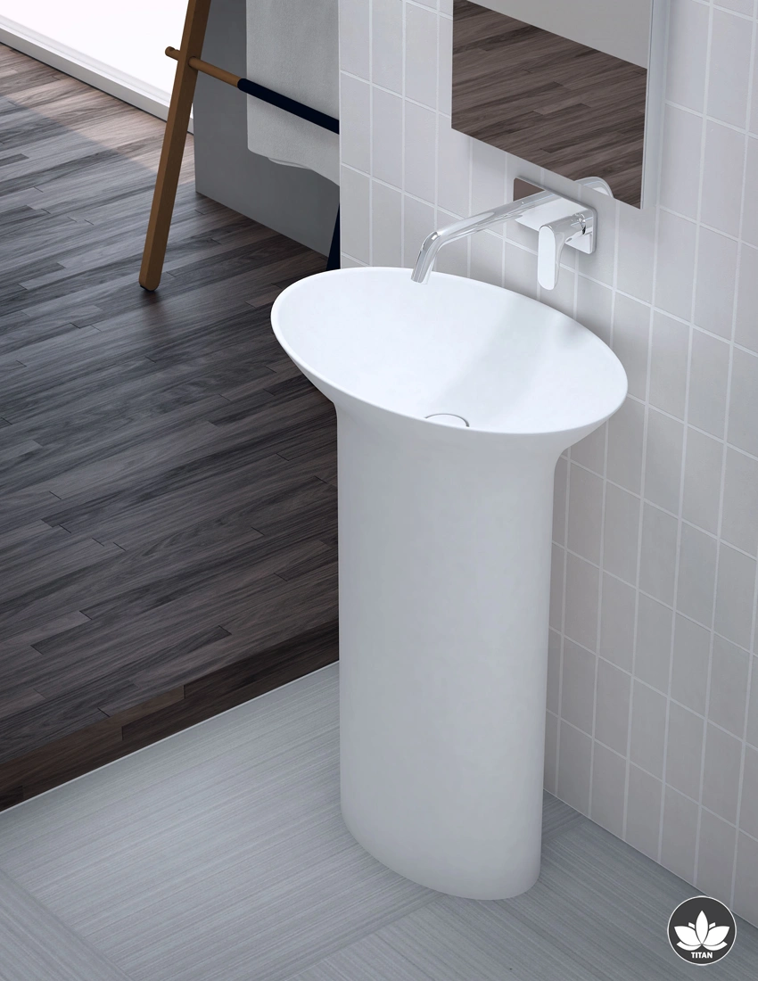 Washbasin TITAN Oval - freestanding / White matte