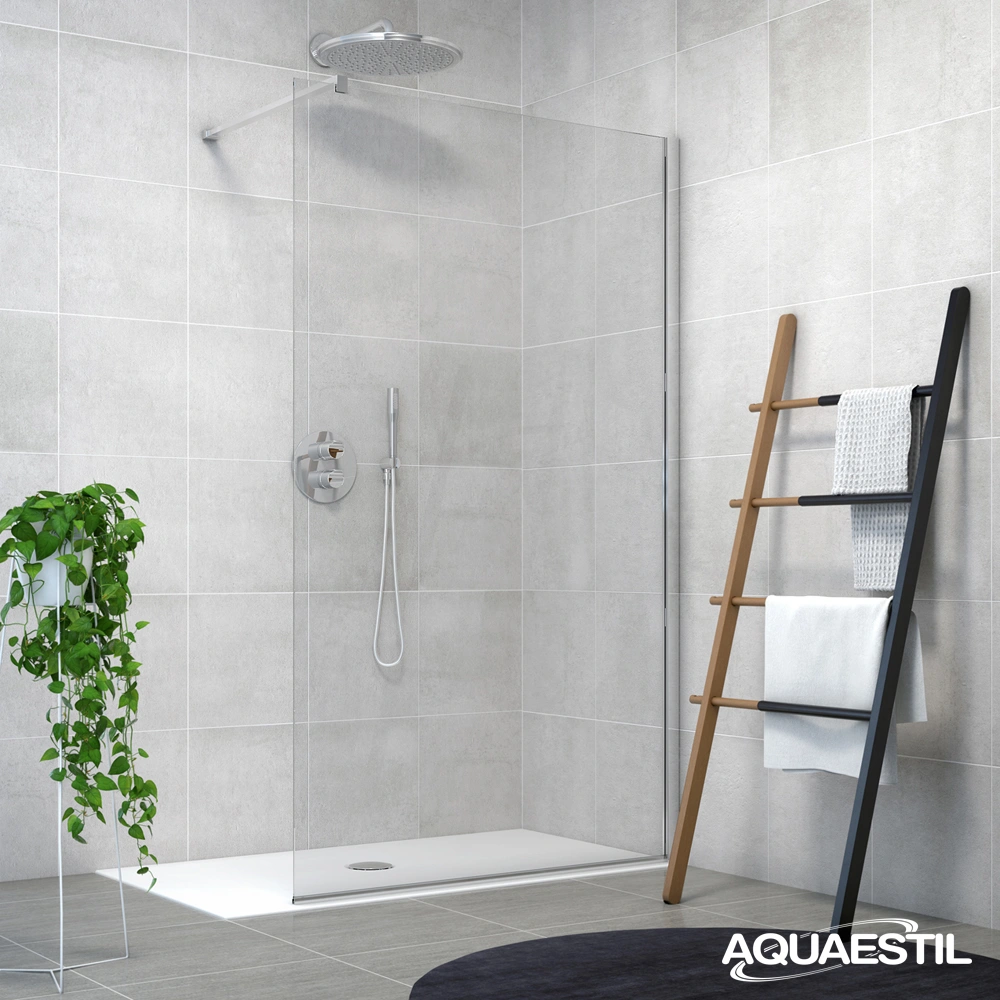 Zenith Wall / silver profiles / transparent glass