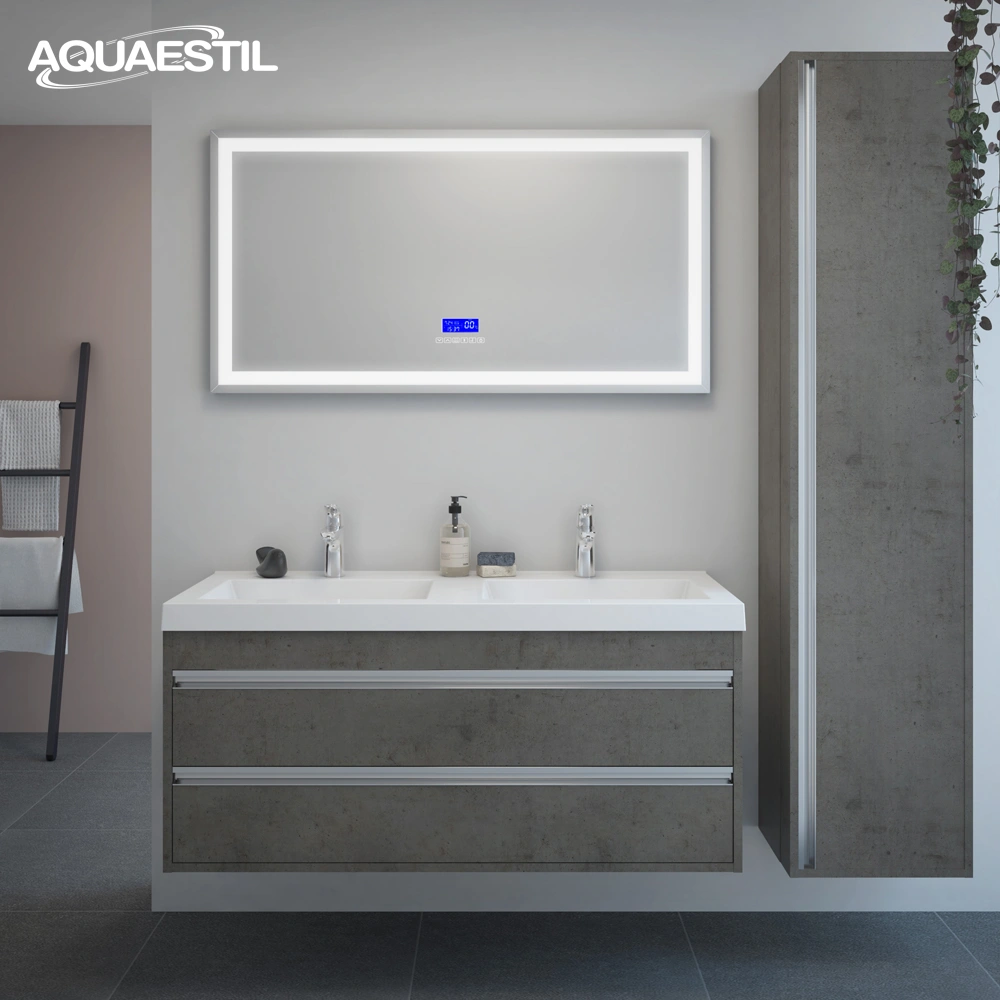 CONNECT / composizione V / chicago concrete / maniglie argento / 120+40 cm