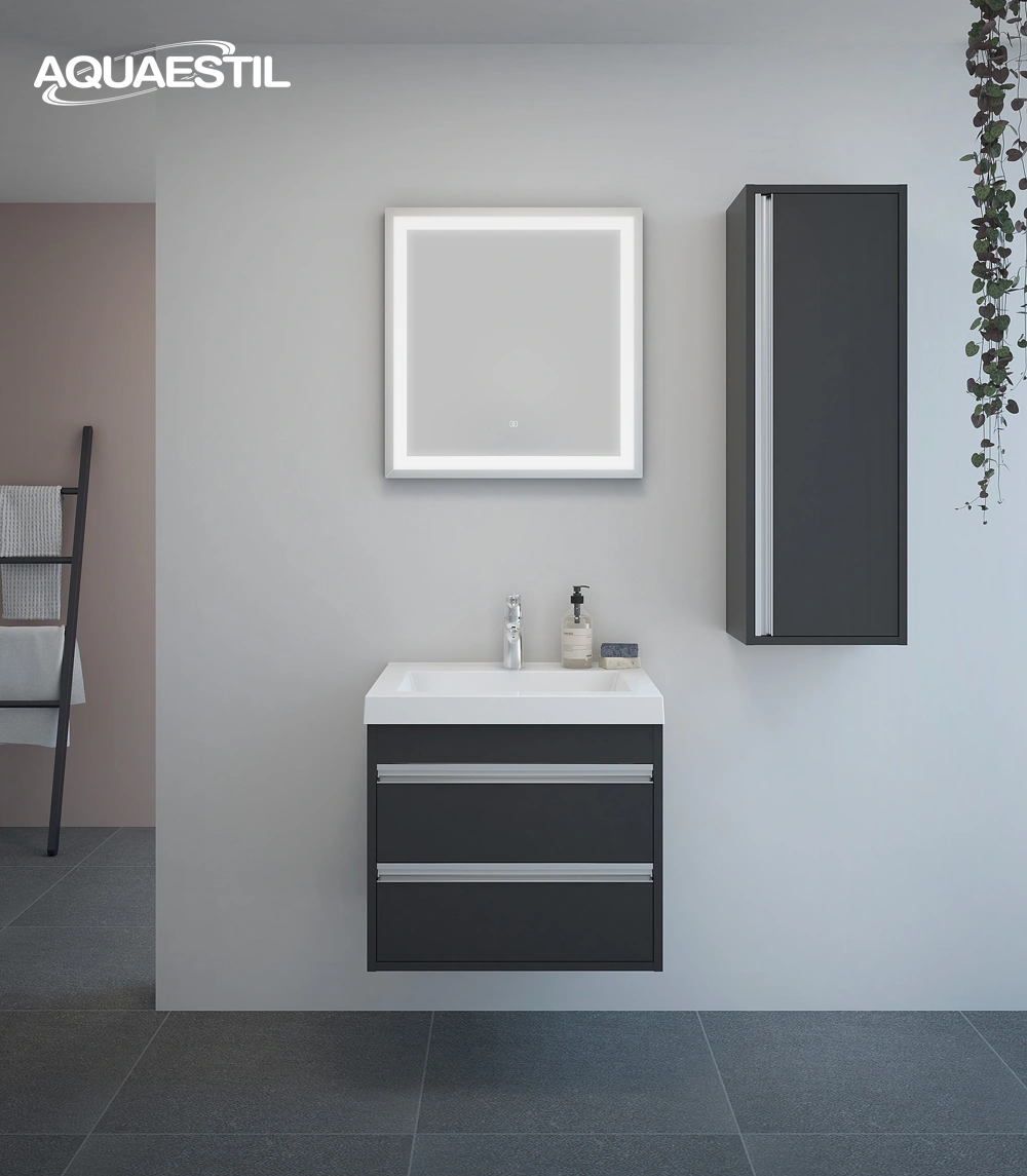 CONNECT / composizione II / black matte / maniglie argento / 60+35 cm