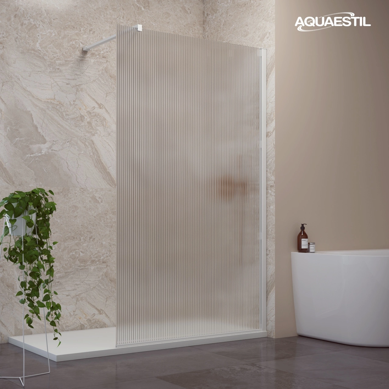 Zenith Wall / white profiles / fluted glass