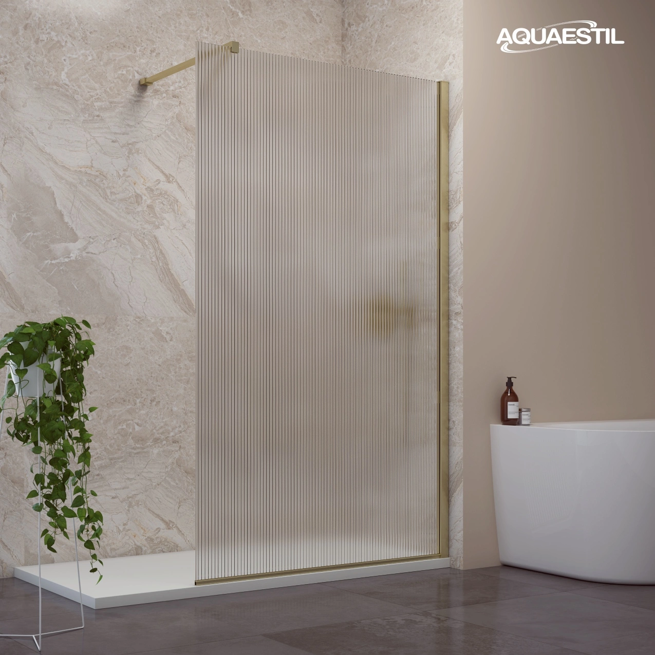Zenith Wall / gold profiles / fluted glass