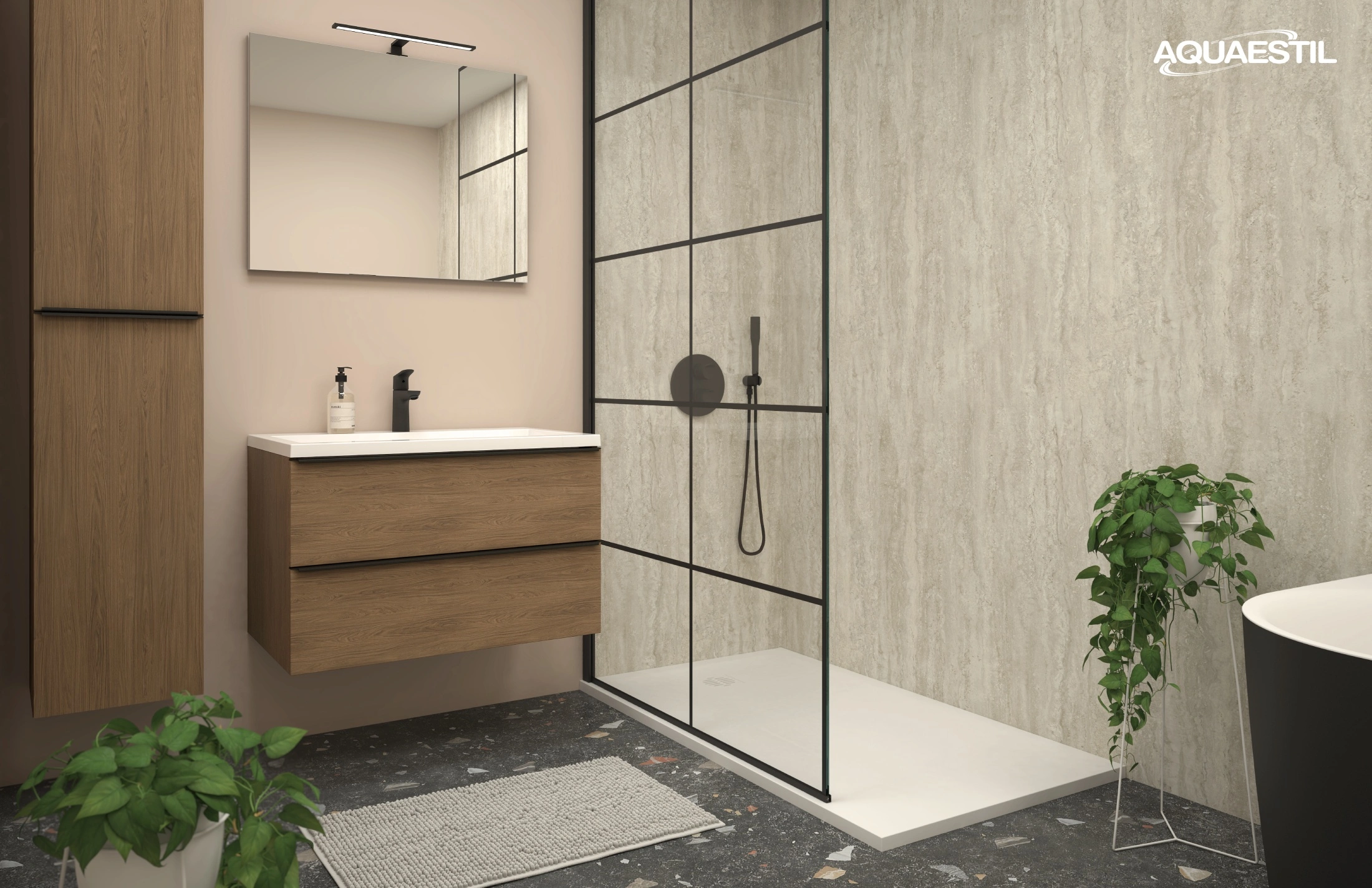 Vanity unit GRANDE 80 / Casella oak dark / black handles