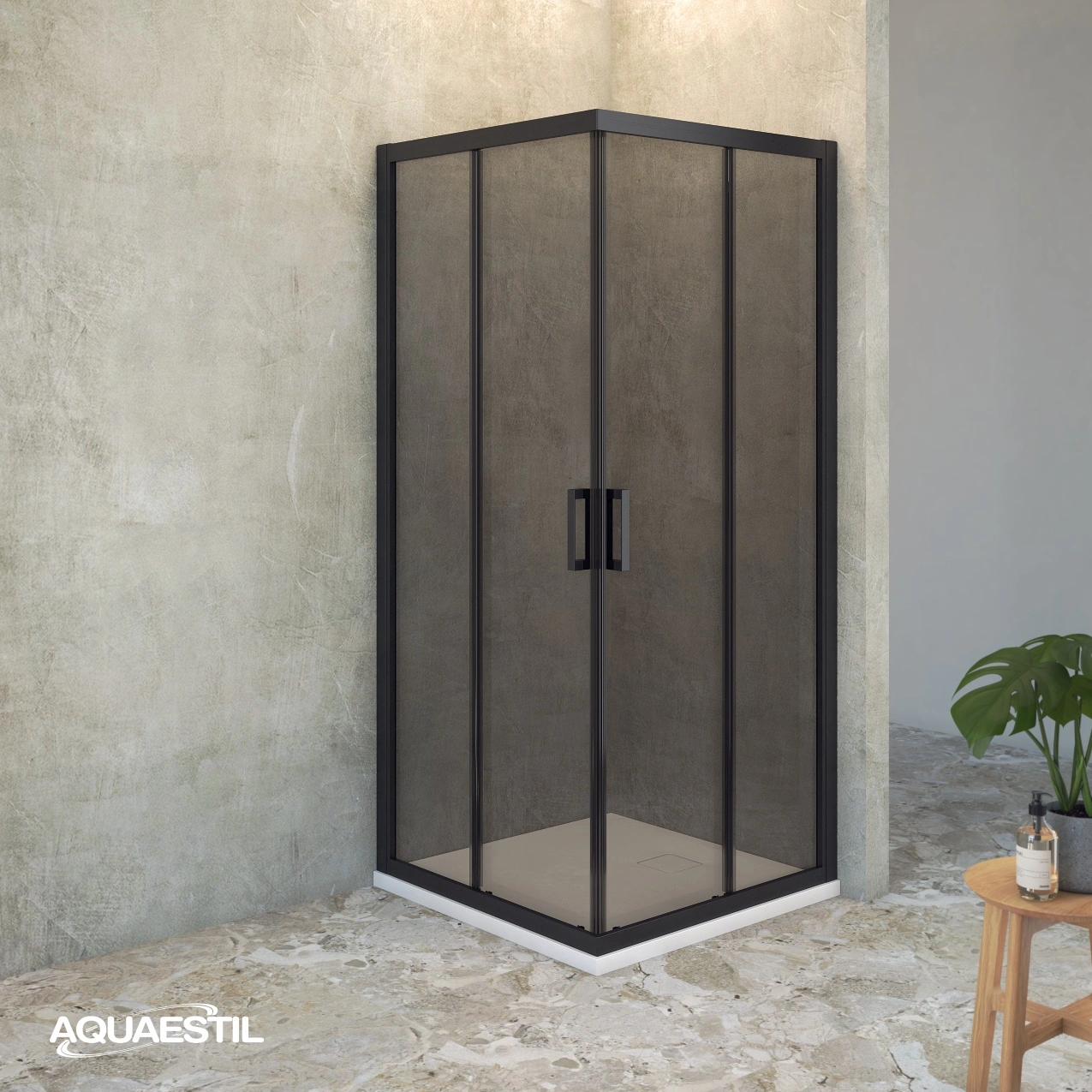 Savana Quadratisch (universal) / schwarze Profile / graues Glas