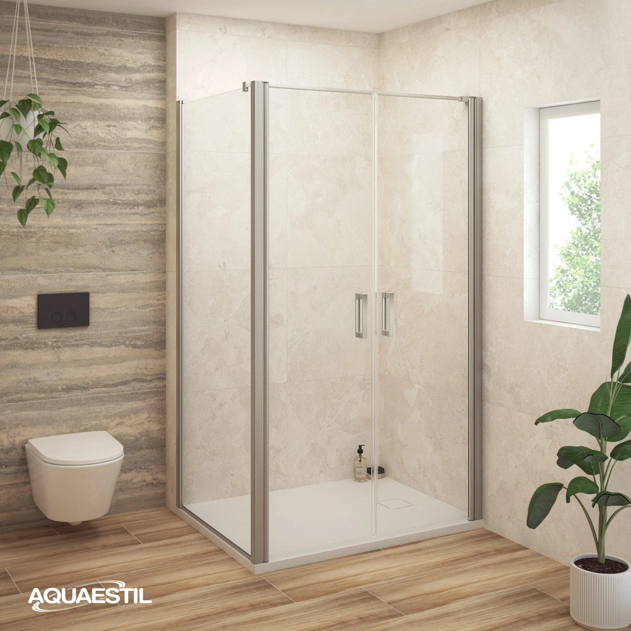 Oasis 2D+W / gebürstetes Nickel Profile / transparentes Glas