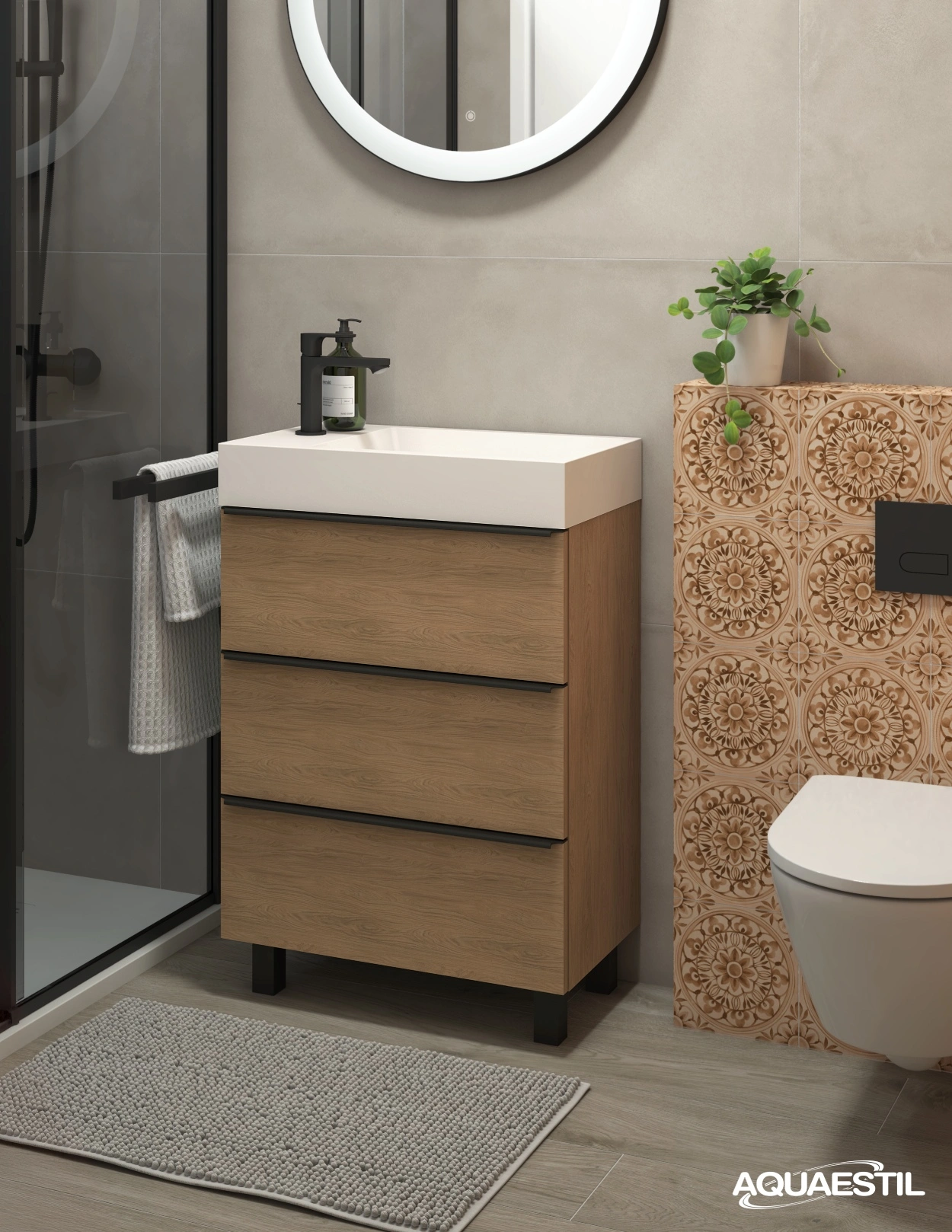 Base mobile Slim 60 / Casella oak