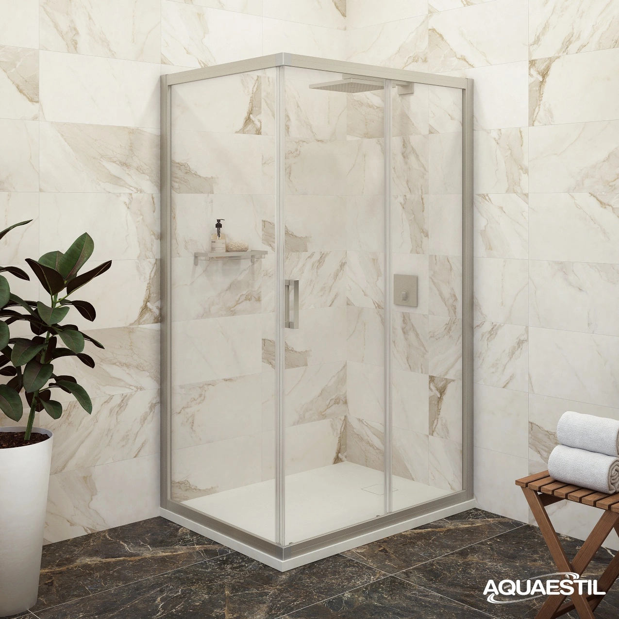 Savana P+F (universale) / profili nichel spazzolato / vetro trasparente