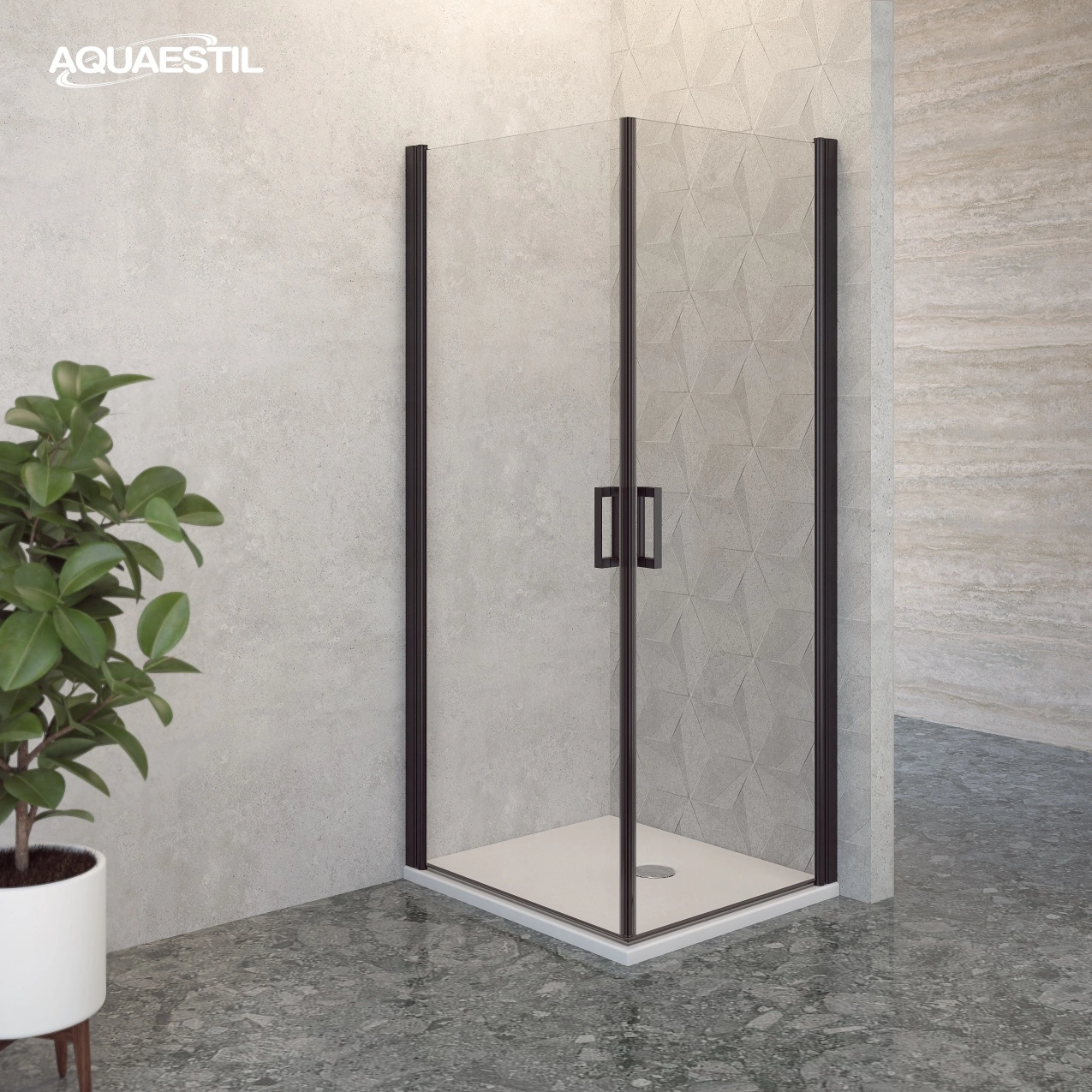 Oasis D+D (universal) / schwarze Profile / transparentes Glas