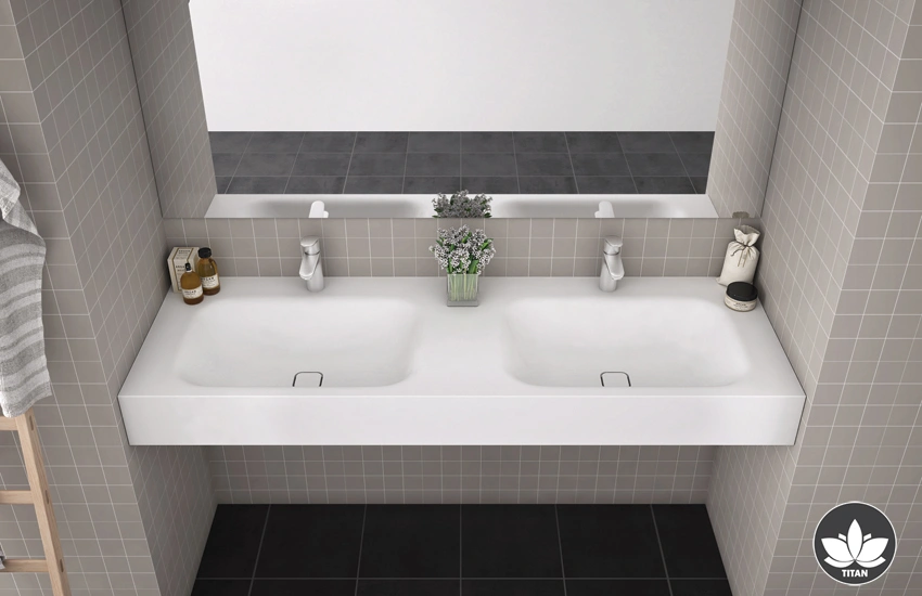 Double wall-mounted TITAN washbasin