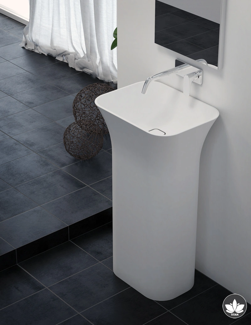 Lavabo TITAN Square - a colonna / Bianco opaco
