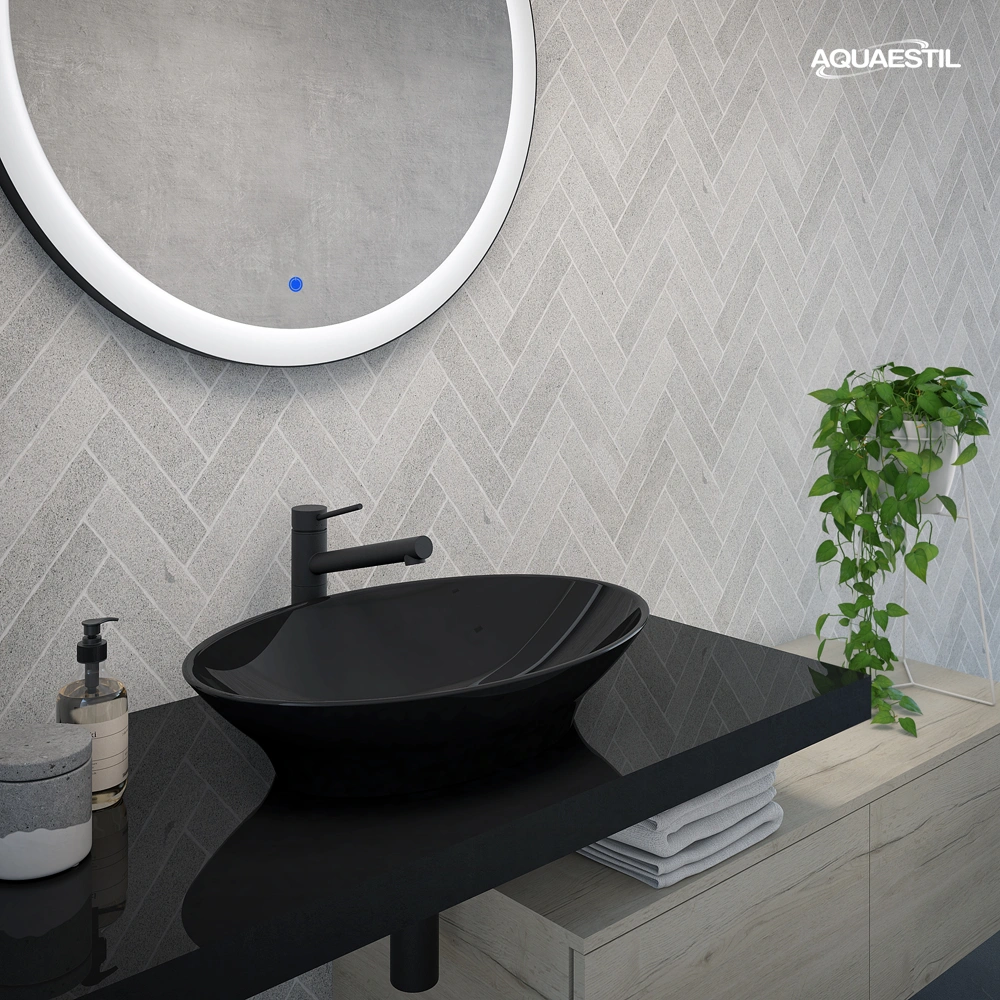 Jazz con lavabo Titan oval in nero