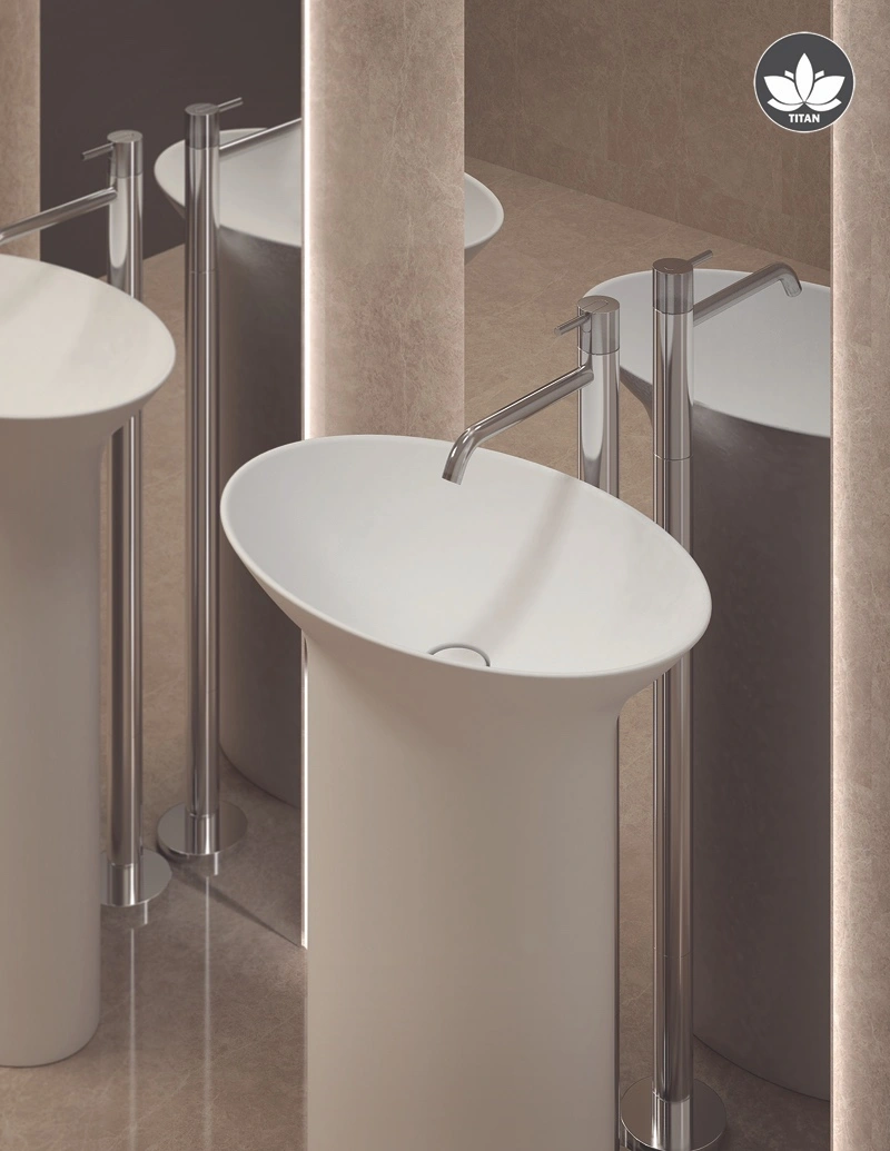 Washbasin TITAN Oval - freestanding / White matte