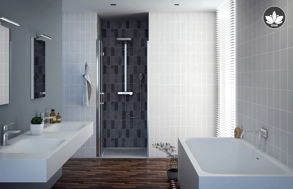 Double wall-mounted TITAN washbasin
