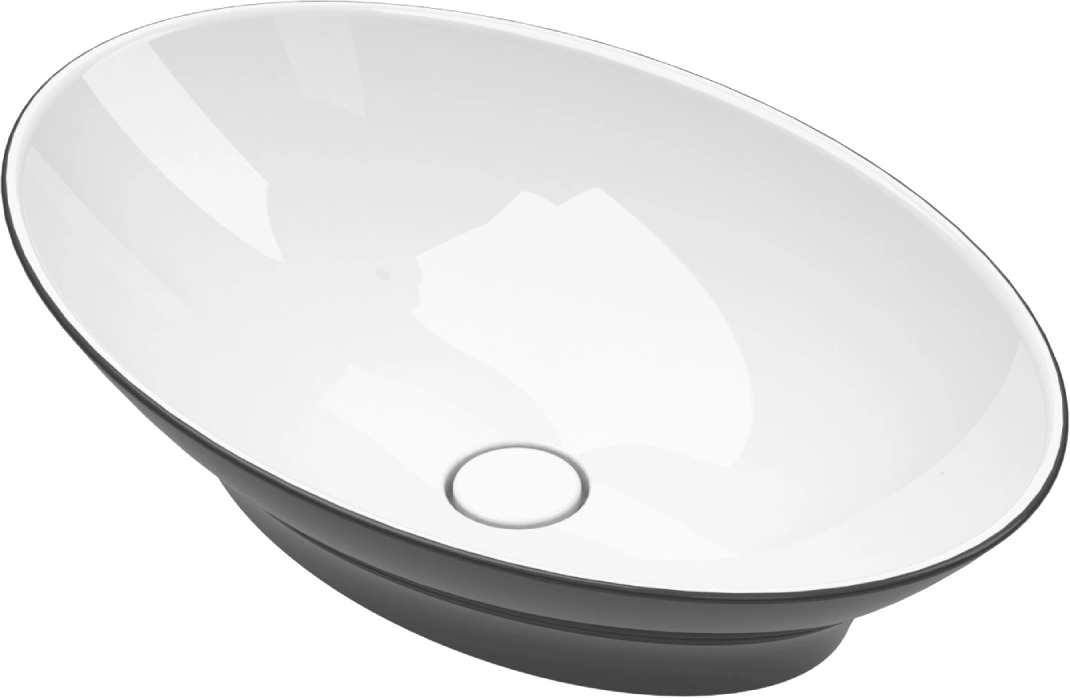 Washbasin TITAN Oval - countertop / White & black glossy