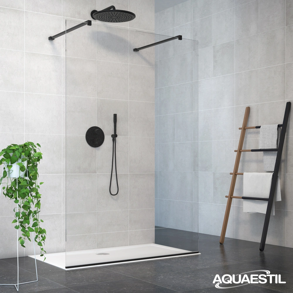 Zenith Walk-in / profili neri / vetro trasparente