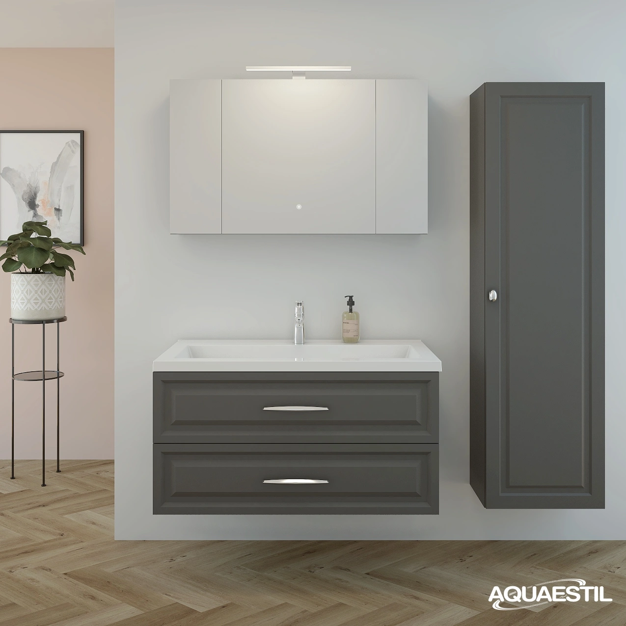 Vintage / composizione III / 100+45 cm / basalt grey