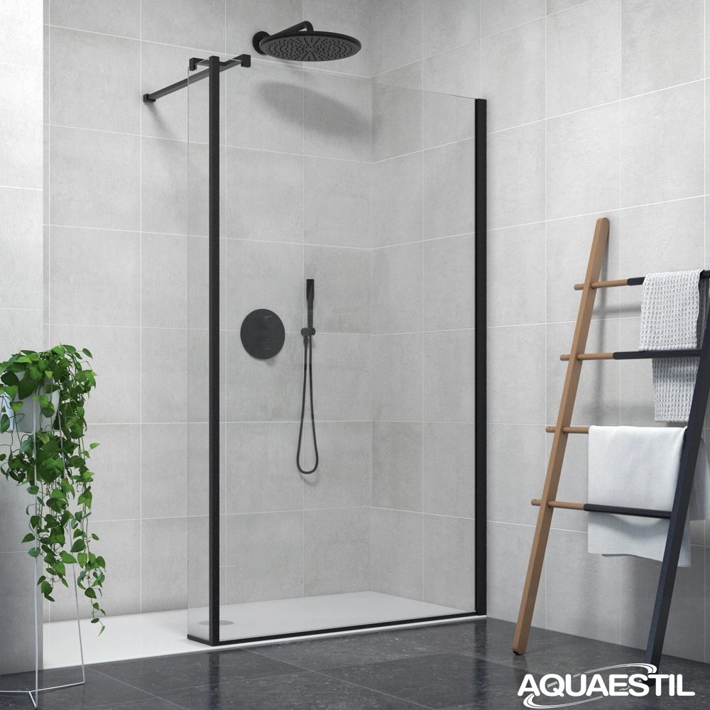 Zenith Wall +L / crni profili / prozirno staklo