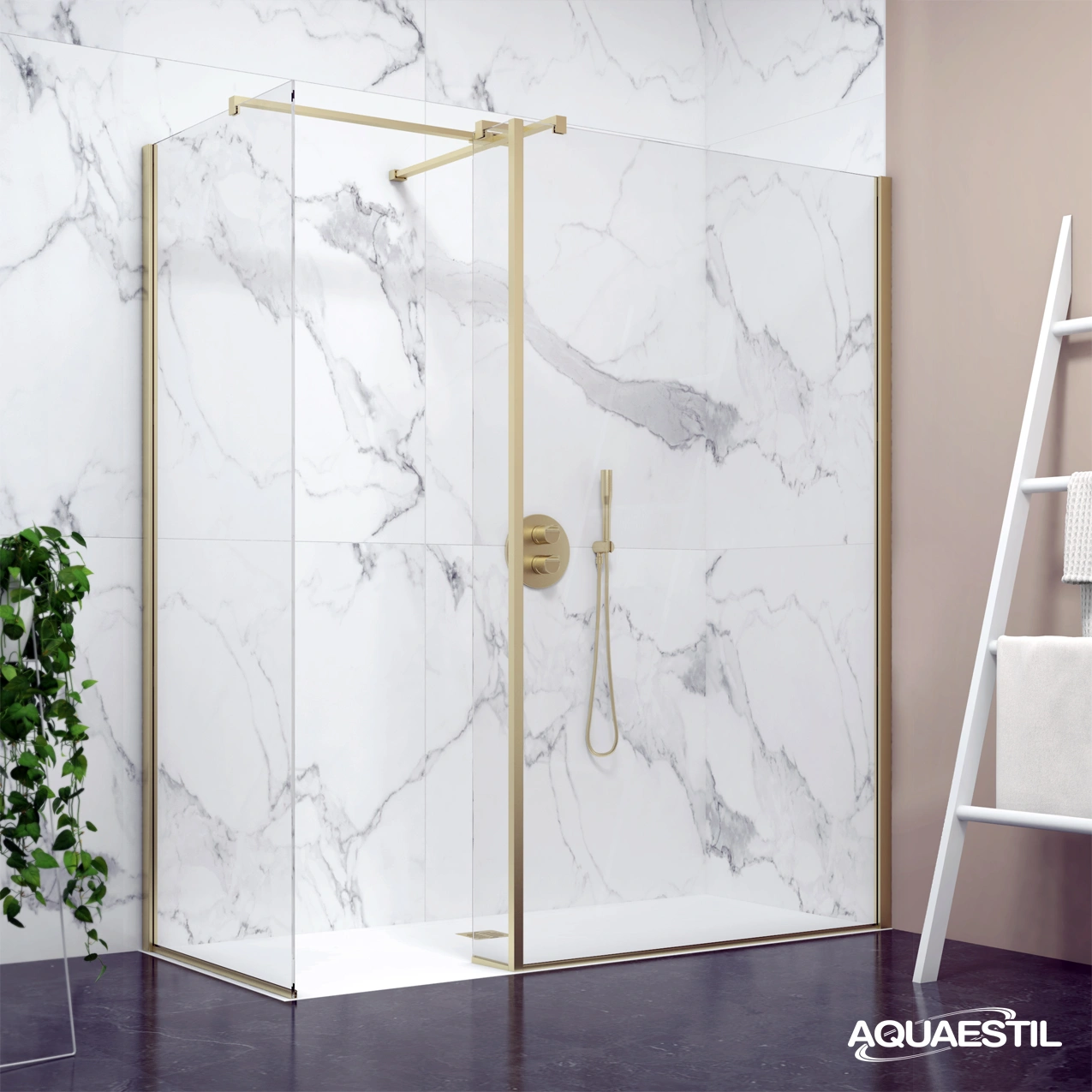 Zenith Wall +L +W / profili oro / vetro trasparente