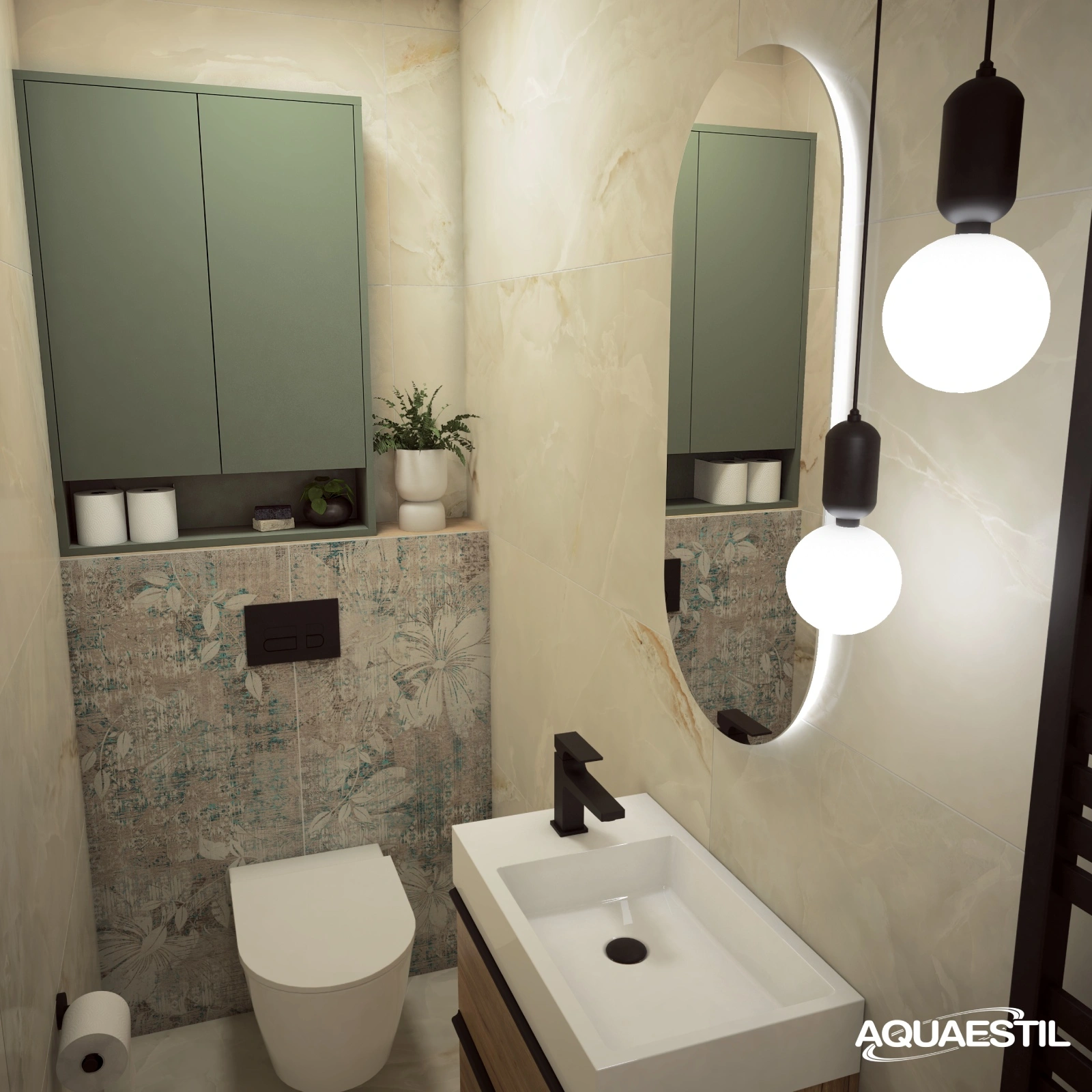 Mobiletto sopra WC / Smoke green