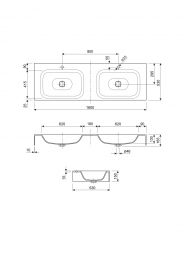 Double wall-mounted washbasin TITAN 160