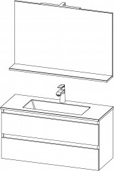 Stella / kompozicija IV / 100 cm
- Baza STELLA 100 s umivaonikom, 2 ladice
- Ogledalo STELLA 100 s etažerom, lampicom i prekidačem